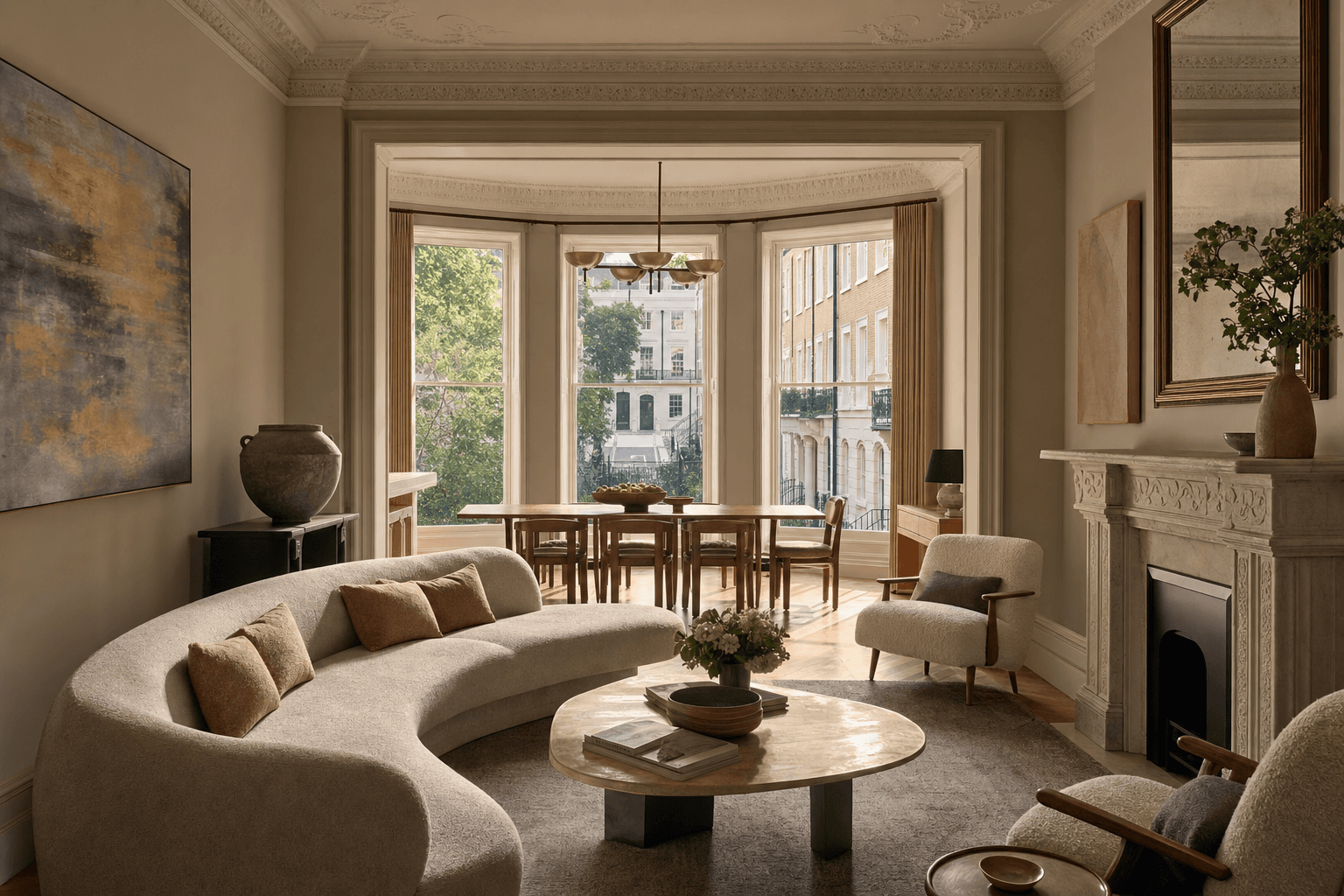 A refined London drawing room prepared for a luxury short stay.